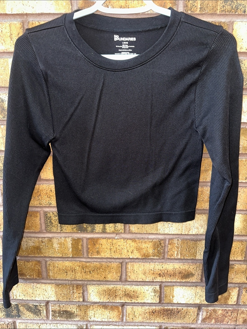 No Boundaries Black Ribbed Long-Sleeve Crop Top